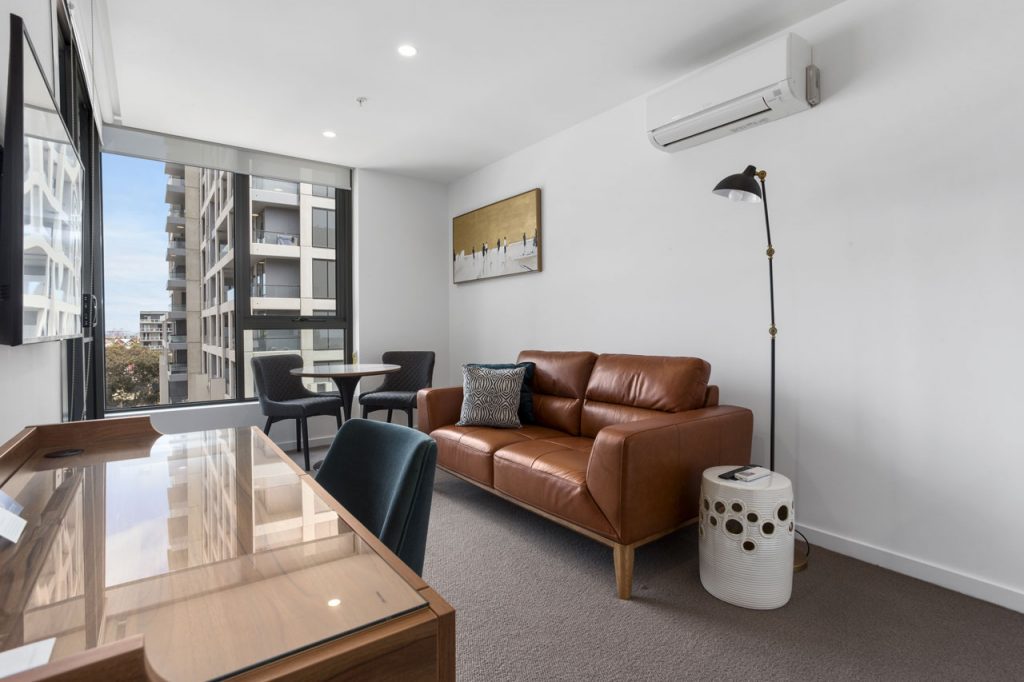 Lounge in 1 bedroom apartment king at The Sebel Moonee Ponds