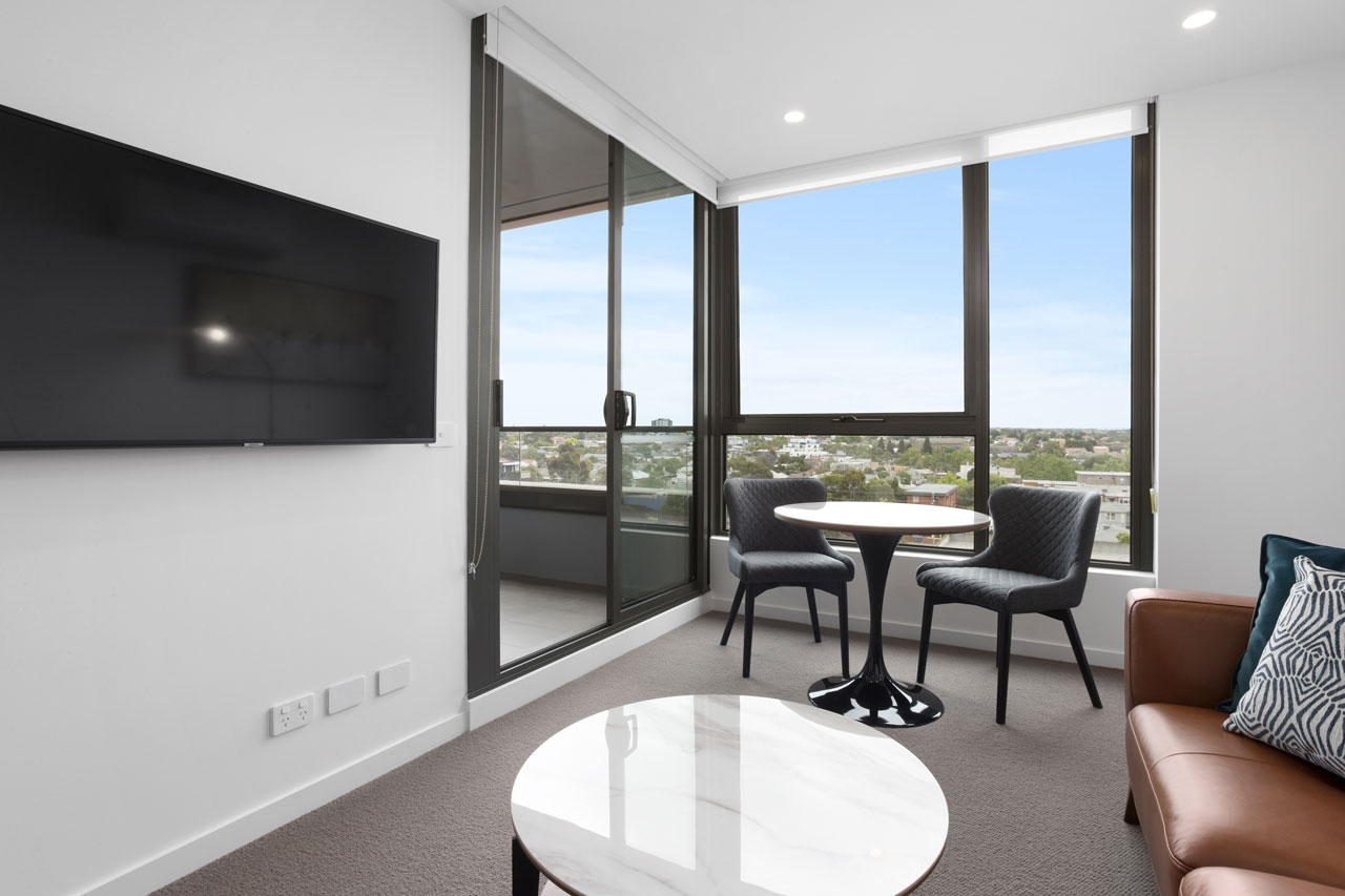 Lounge and living in 1 bedroom apartment at The Sebel Moonee Ponds