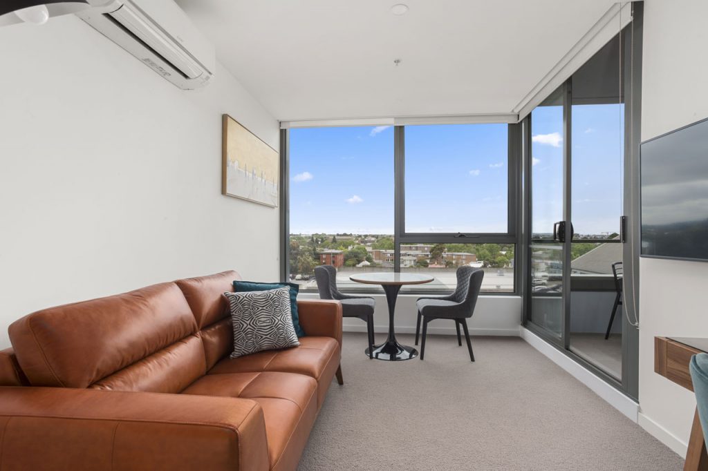 Lounge and dining with view at The Sebel Moonee Ponds
