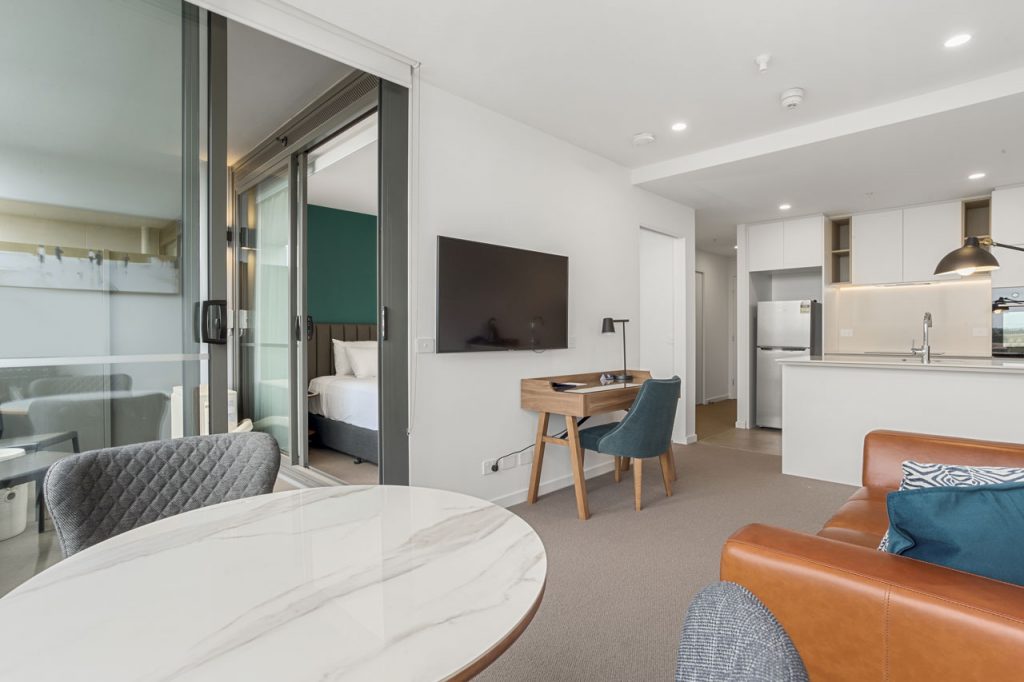 Dining in 1 bedroom king apartment at The Sebel Moonee Ponds